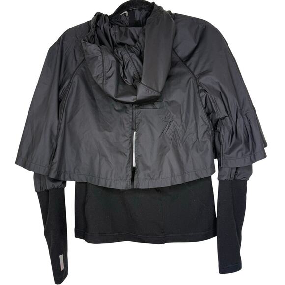 Zella Women's Righteous Black Athletic Hooded Rain Jacket Cape Coat Size S - Picture 2 of 7